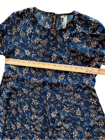 Andree By Unit Women 3/4 Sleeve Tunic Top or Short Dress SZ Medium Blue Paisley - Picture 4 of 6